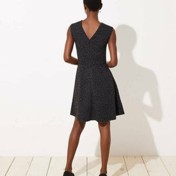 NWT LOFT Leopard Jacquard Animal Print Flare Dress - Picture 2 of 8